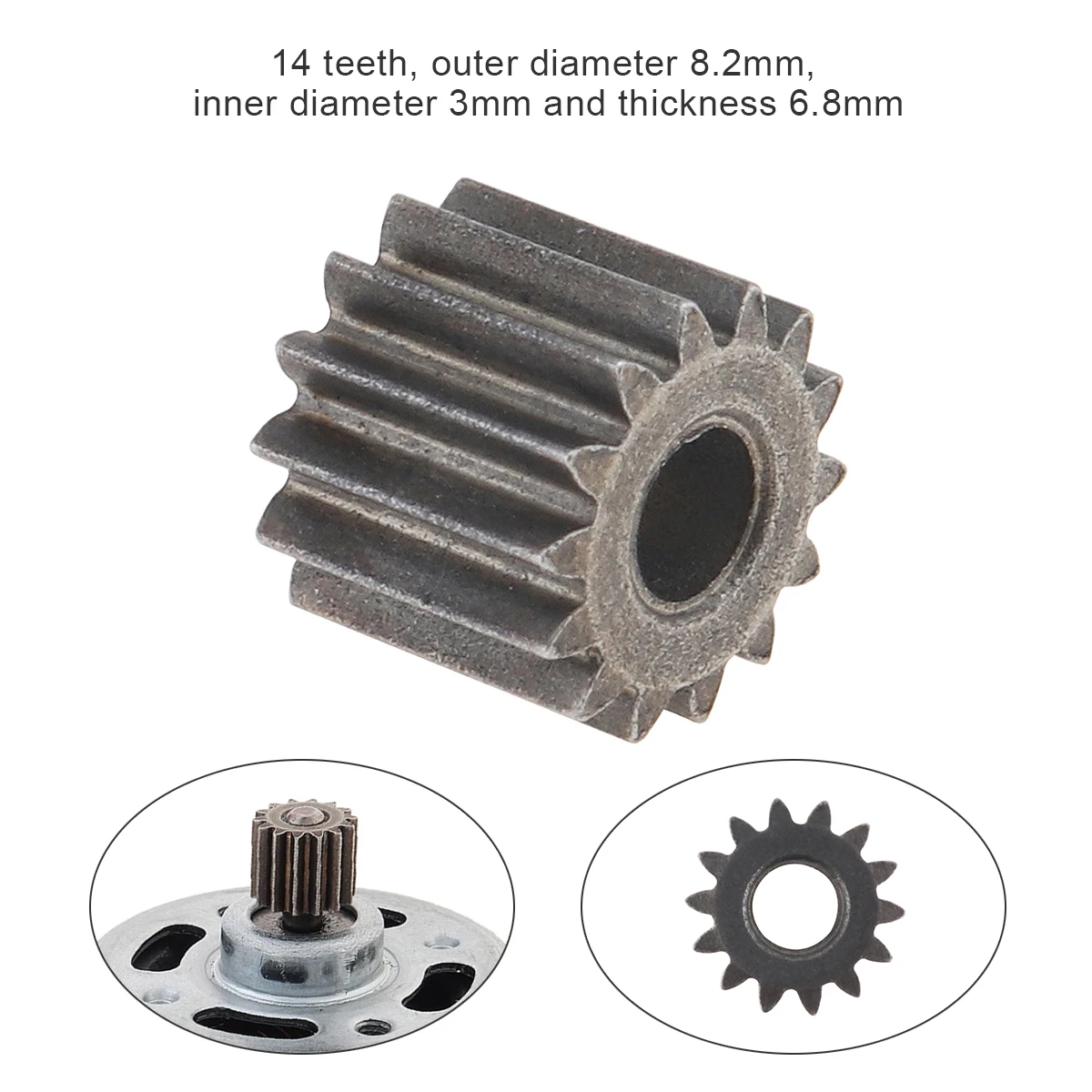 14 Teeth 8.2mm / 9.5mm Diameter Replaceable Motor Gears for RS550 10.8V / 12V / 14.4V / 16.8V / 18V / 21V DC Motor