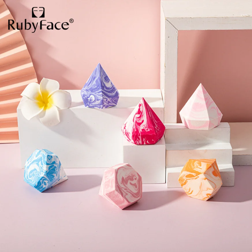 Wholesale Makeup Sponge Marbling Diamond Shape Foundation Concealer Sponge Mix Powder Cosmetic Puff Make Up Blender