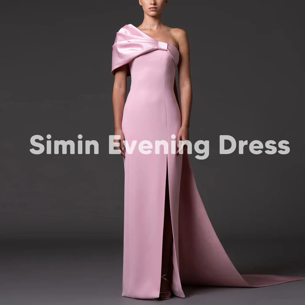 

Simin Women's One-shoulder Pleats Bow Saudi Evening Dresses Sleeveless With Ribbons Floor-Length Formal Elegant Dresses 2025