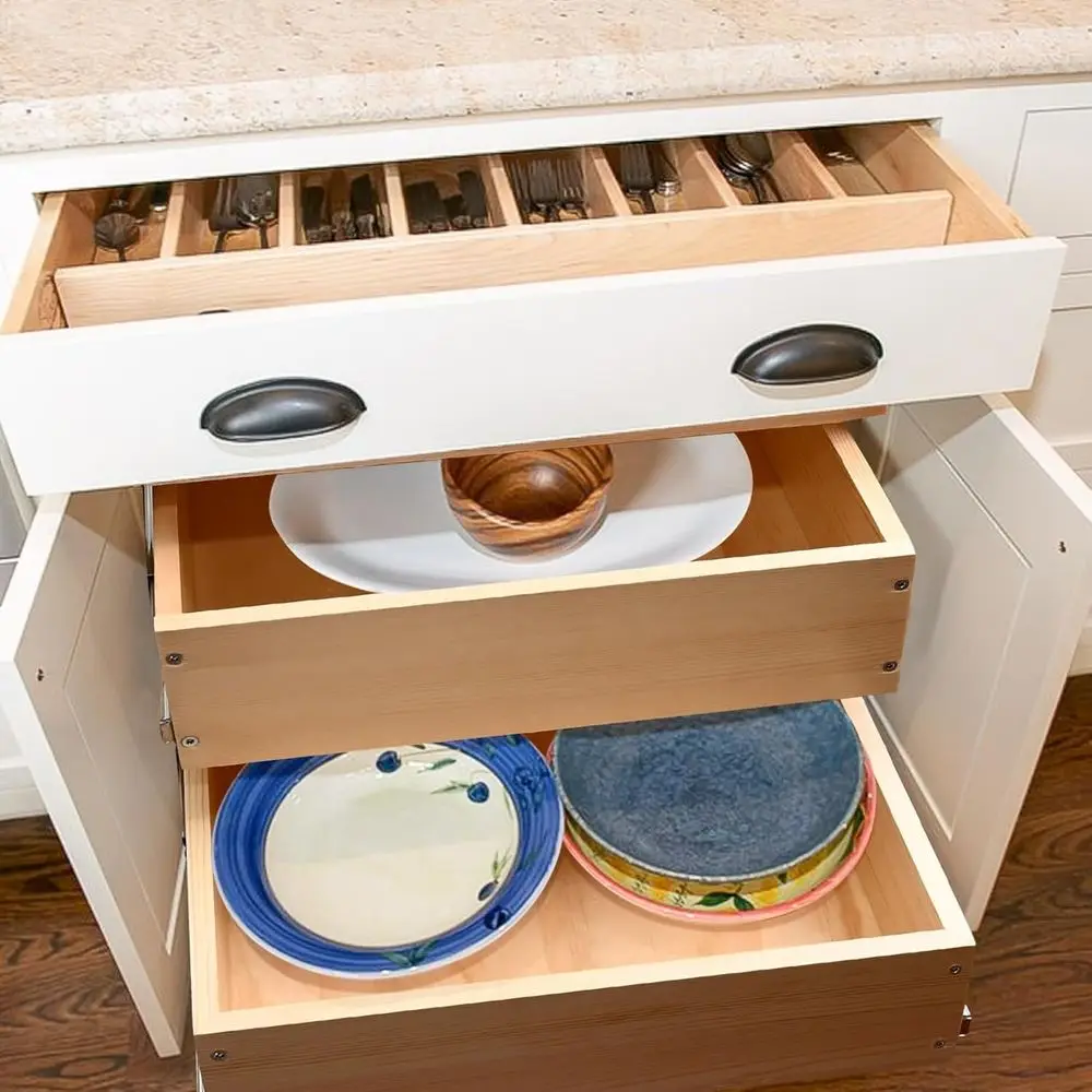 منظم درج إغلاق ناعم من طبقتين 23 وات × 21 عمقًا × 16 ساعة للمطبخ والخشب والتخزين عالي التحمل #5