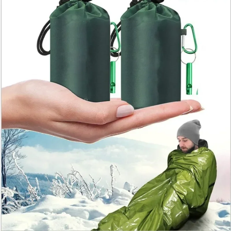 Emergency Sleeping Bag Insulation Blanket 26 Microns Orange PE Aluminum Plated Film Camping Emergency Single Person