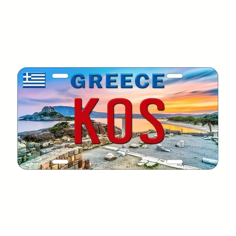 قطعة واحدة من لوحات فنية جدارية من الألومنيوم بحروف يونانية عتيقة مع تصميم "يوناني كوس"، مثالية للمنزل والمطعم والبار #2