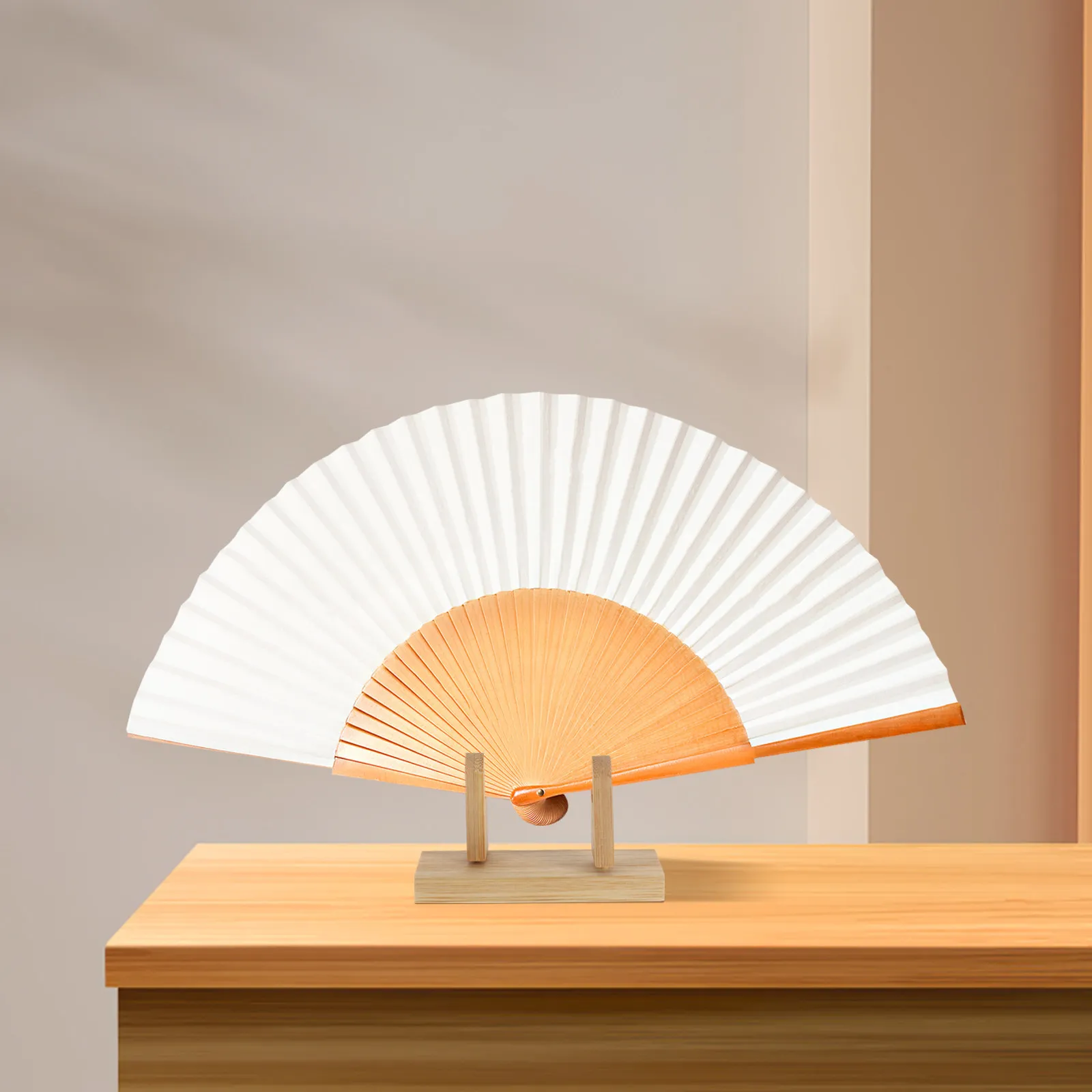 2Pcs Bamboo Fan Holder Folding Fan Display Stand Traditional Portable Organizer for Home Office Decor Display Fans