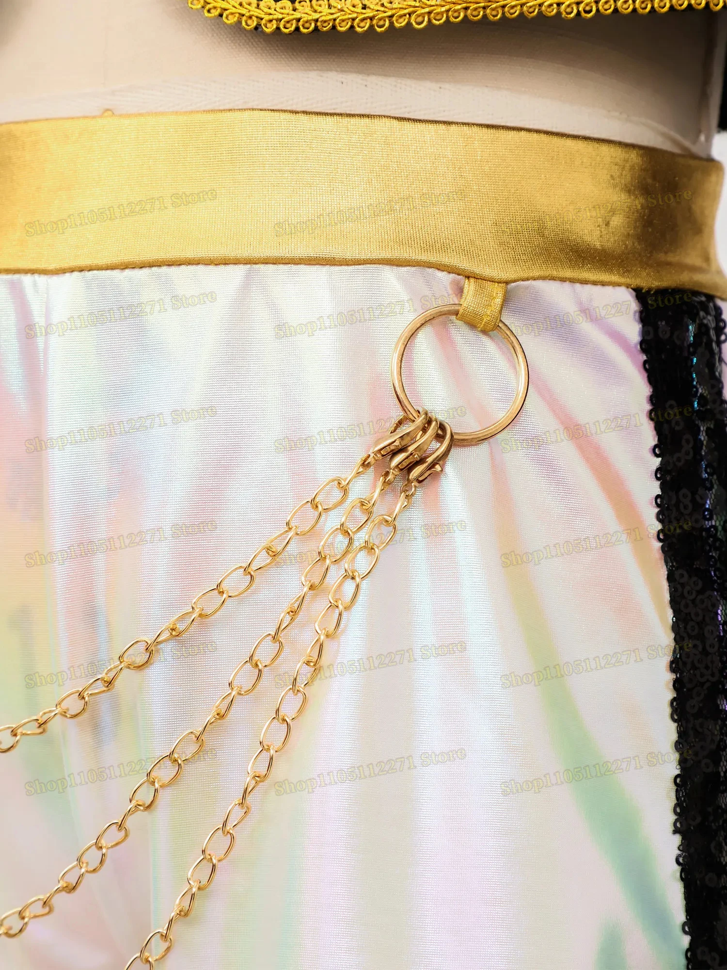 Tenue de jeu de rôle pour enfants filles, Costume de fête d'halloween, débardeur sans manches brillant métallique, ceinture, short avec chaîne de taille