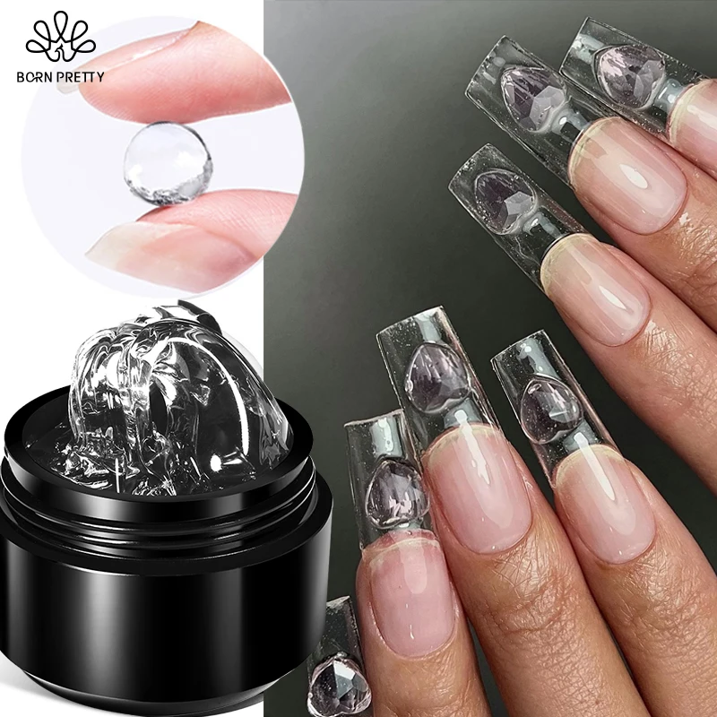 BORN PRETTY 15ml Clear Non Stick Hand Extension Gel Nail Polish 3D Multigel Carved Solid Gel For Nail Painting Carving Tools