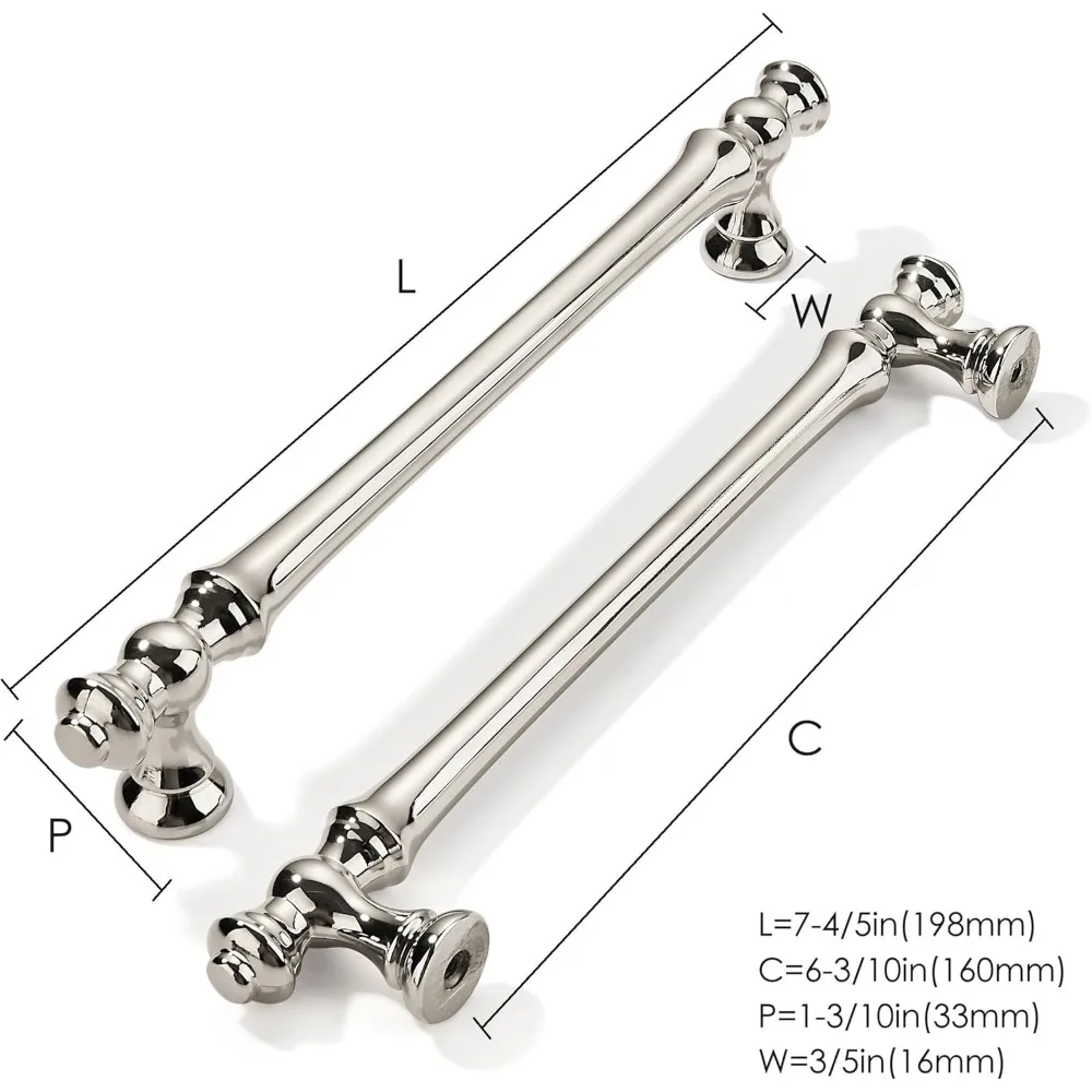 خزانة من النيكل المصقول مقاس 6-1/4 بوصة، 10 عبوات، أجهزة مطبخ حديثة، سبائك الزنك، مناسبة للخزائن والخزائن #2