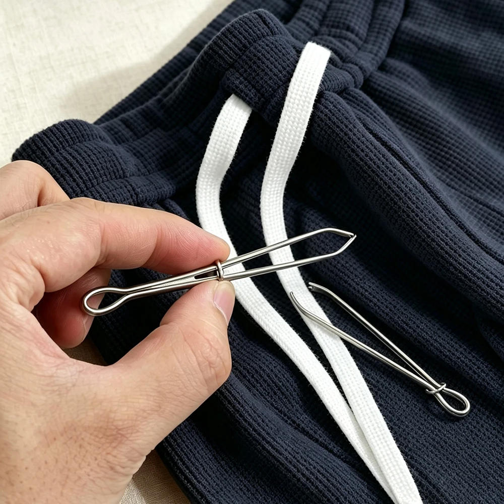 Metal Drawstring Threaders Easy Threader Drawstring Replacement Tool, Sewing Machine Tweezers Clips for Handwork Craft DIY Tool