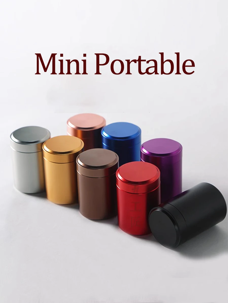 

Aluminum Alloy Small Tea Can Tea Box Tea Can Metal Mini Portable Travel Stainless Steel Sealed Tea Packaging Box