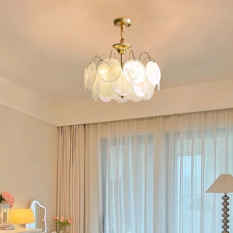 مورانو الوردي الزجاج الثريات جولة الملونة ثريا تركب بالسقف الفرنسية الفاخرة بريق قلادة ضوء لغرفة المعيشة غرفة نوم فيلا #4