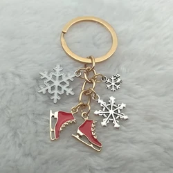 1 piece of enamel skates snowflake pendant key ring skating key chain key chain skater jewelry winter gift