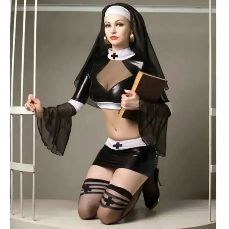 Sexy VENTA CALIENTE nuevos disfraces de monja de Halloween de Navidad para mujeres fantasía y disfraz de cosplay sexy