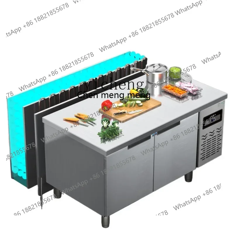 New arrive Refrigerated Table Commercial Fresh-Keeping Frozen Double Temperature Flat Cold Freezer Stainless Steel Horizontal