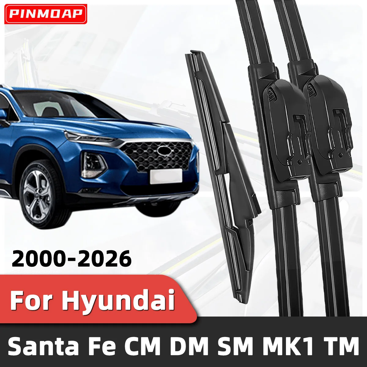 3-teiliges Auto-Windschutzscheibenwischer-Set, passend für Hyundai Santa Fe CM DM SM MK1 TM 2000-2026, Auto-Windschutzscheiben-Zubehör 2025 2024