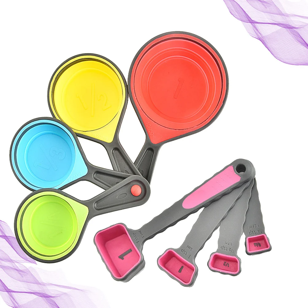 

Silicone Measuring Spoons Set 15Ml 5Ml 2.5Ml 1.25Ml Telescopic Design Kitchen Baking Tools For Milk Powder Cooking Gadgets