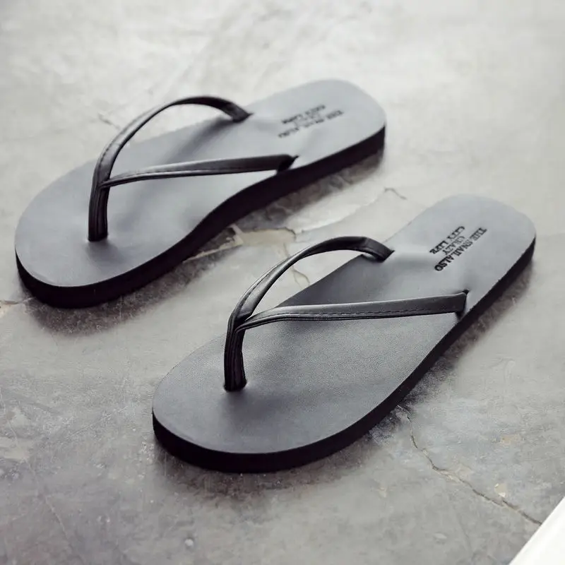 

2026 Men's Anti Slip Flip Flops, New Couple's Slippers For Summer Wear, Durable Leather, Simple And Fashionable Beach Shoes