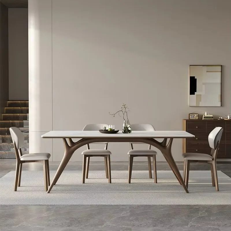 Factory Direct Compatible WithSolid Wood Dining Table and Chair Modern Simple Ash Wood Rectangular Dining Table and Chair Combin