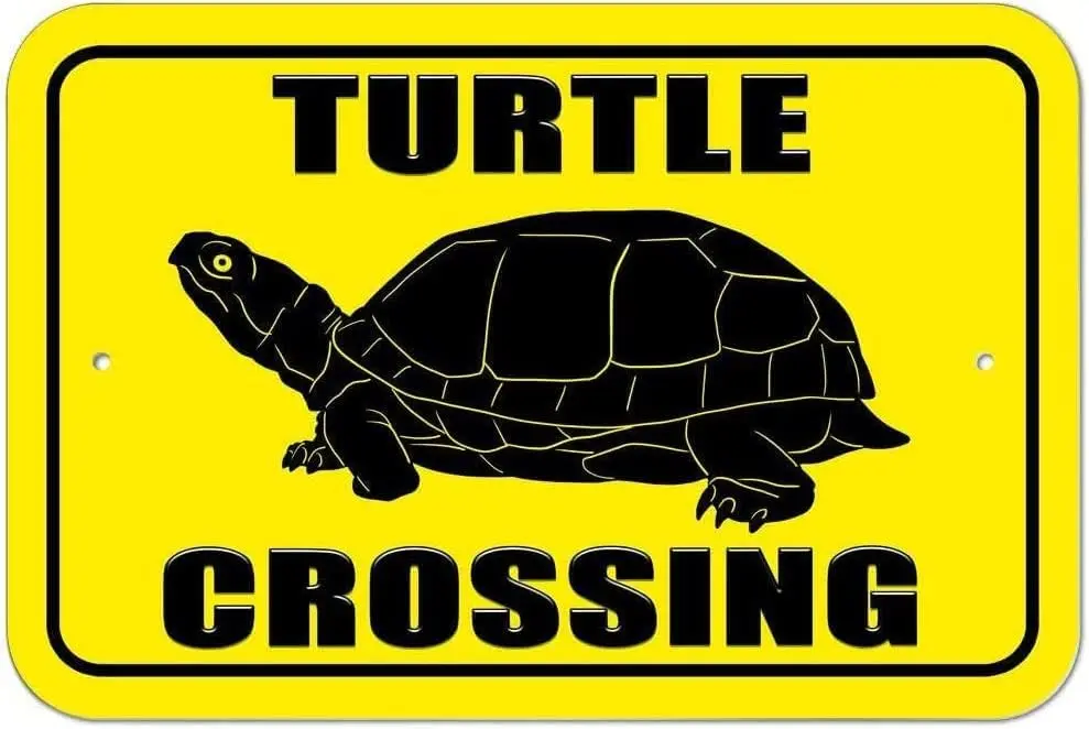 Retro Metal Tin Sign 8 X 12 Inches Turtle Crossing Retro Fashion Chic Garage Garden House Wall Decor Anniversary Birthday Christ