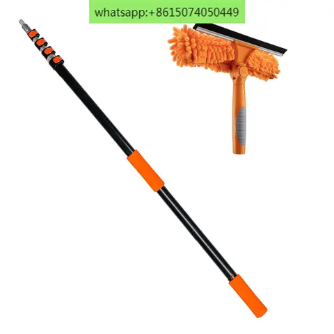 Solar Panel Cleaner 16FT Telescopic Aluminum Pole with Swivel Squeegee Washer for Window Cleaning (Max 4.8Meter)