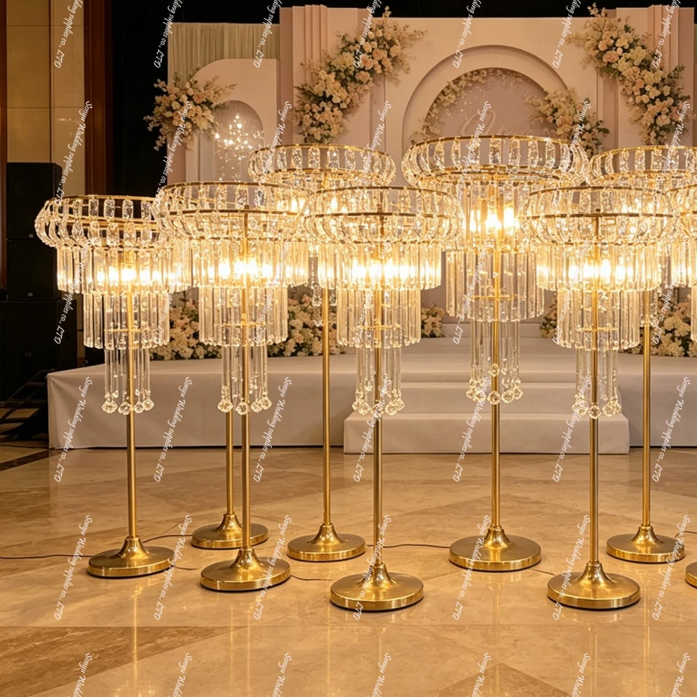 80 to 130cm)4 to 10pcs Wedding Venue Decoration Props Road Lead Acrylic Bead Curtain Flower Stand Table Flower Vase