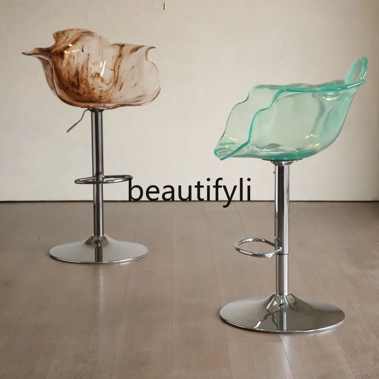 Modern simple casual backrest acrylic petal  bar chair restaurant rotating dining chair bar