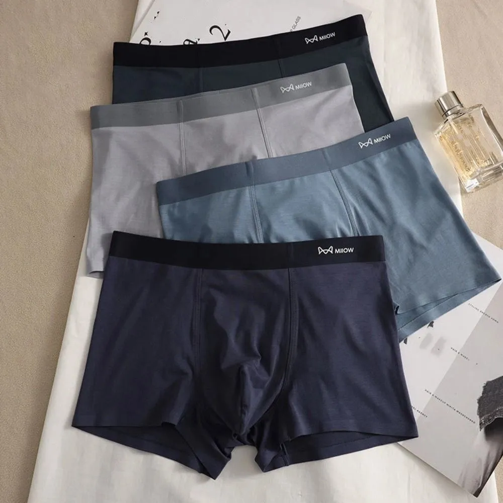 

4Pcs Comfortable Modal Men's Flat Panties Mid Waist Large Size Sporty Boxers Shorts Underpants Elastic Men's Underwear Gifts