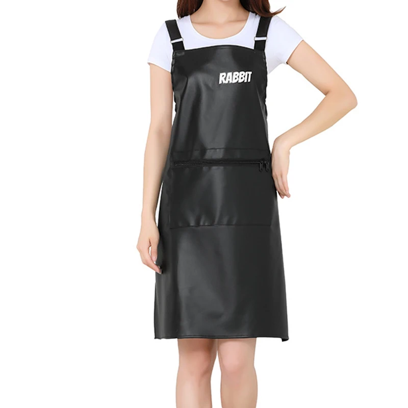 PU Leather Waterproof Apron Strap Adjustable Anti-Fouling Oil-proof Cafe Restaurant Cooking Cleaning Apron