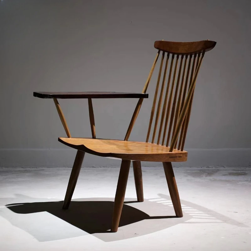 

Lounge Chair Single Armchair Solid Wood Wabi Sabi Leisure Chair Home