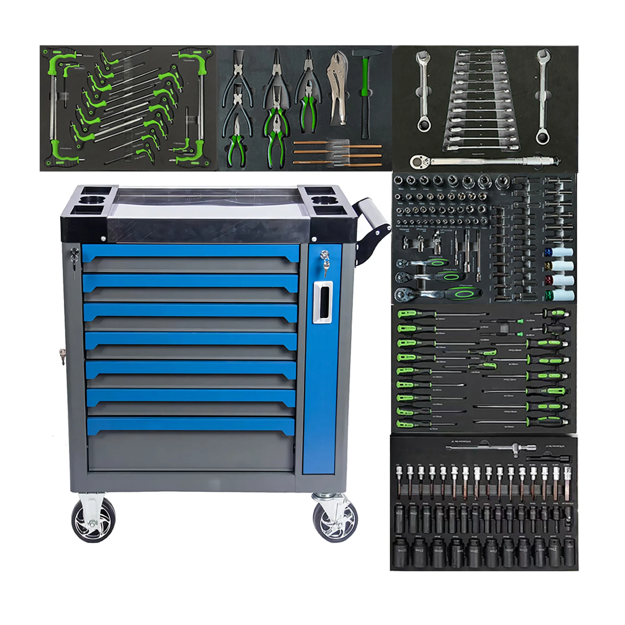 8 Drawers Iron Steel Tool Cabinet 200Pcs Mechanic Tool Set OEM ODM Supported Cr-V Trolley Mechanical Box With Herramientas