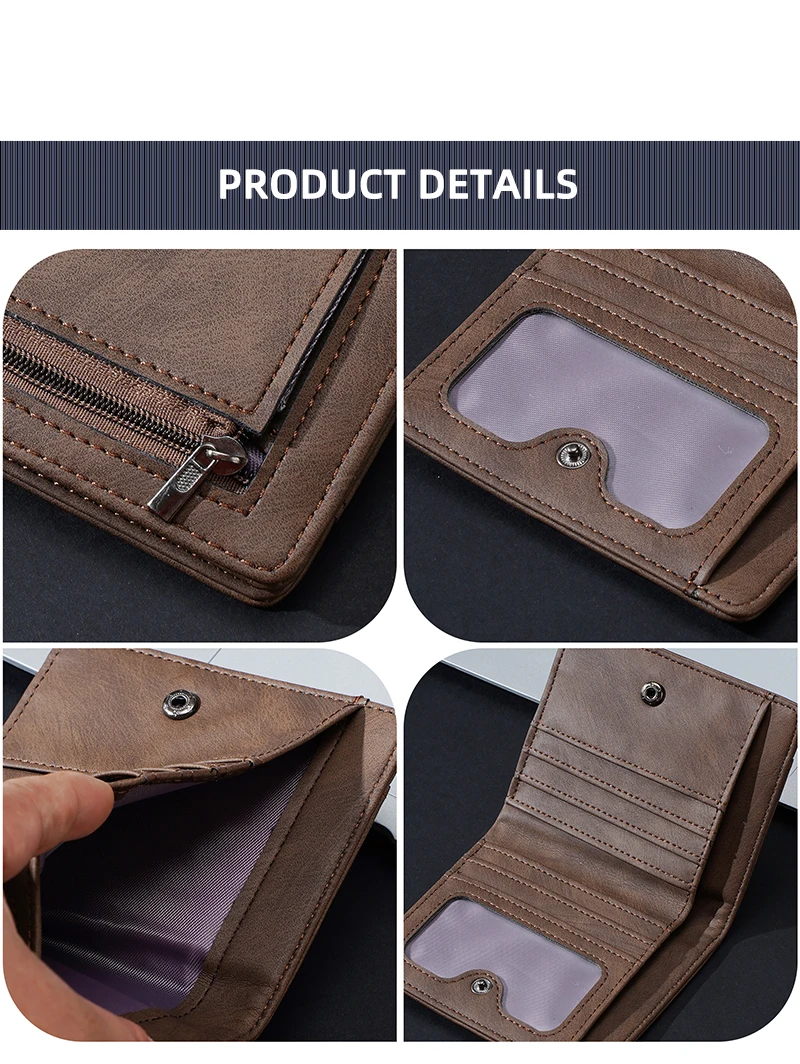 New Men Wallets Leather Purse Man Slim Card Horders Quality Male Short Multi-card Wallet Coin Pocket Purse