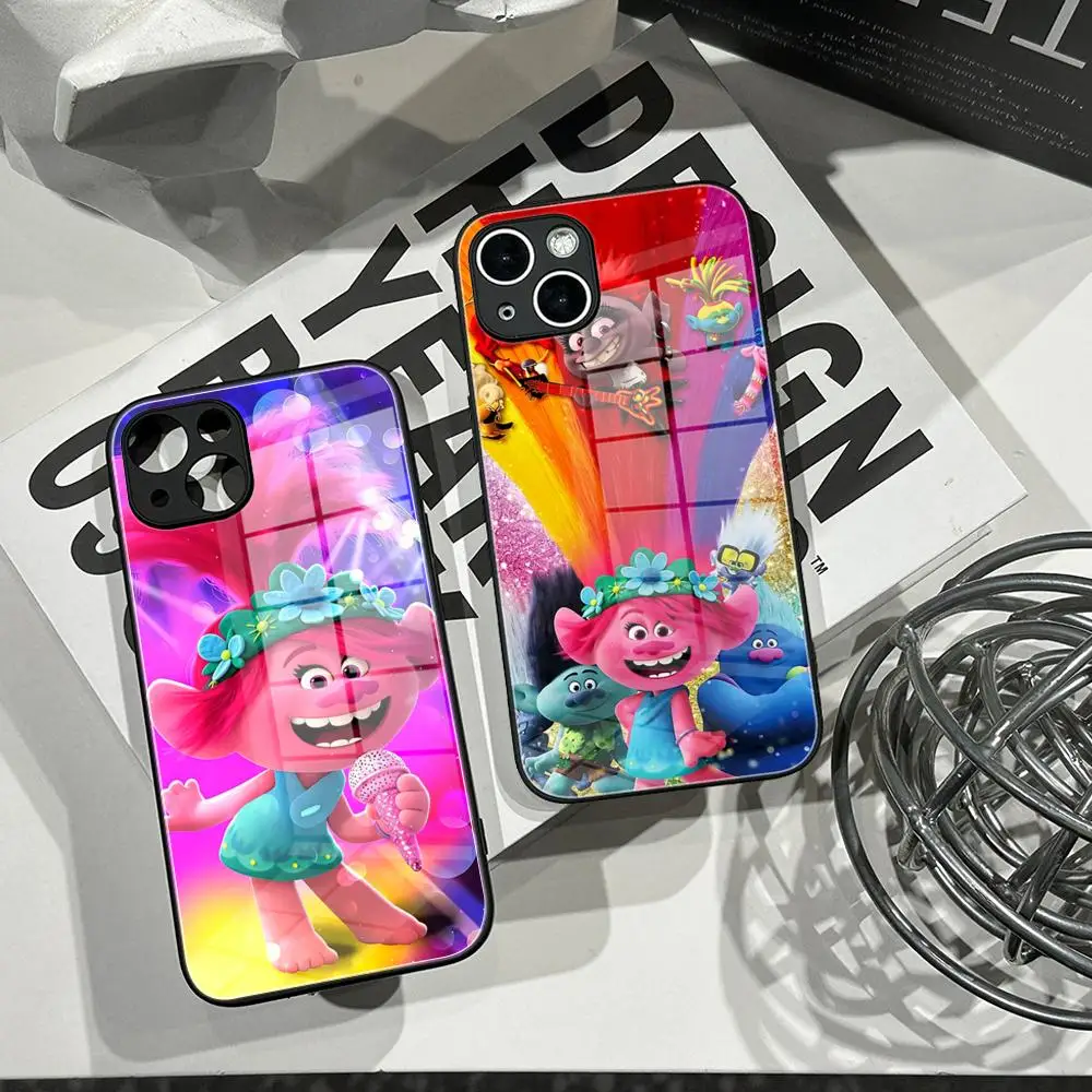 T-Trolls Cartoon Phone Case For IPhone 17 16 15 14 13 12 11 X XR XS Plus Pro Max Mini Soft Black Cover