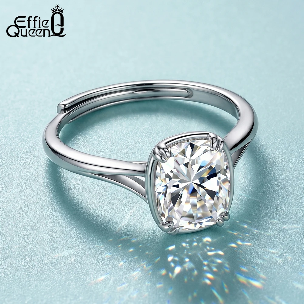 

Effie Queen 925 Sterling Silver D VVS1 Moissanite Ring Classics for Women Jewelry Engagement 3CT Diamond Fashion Gift SMOR17