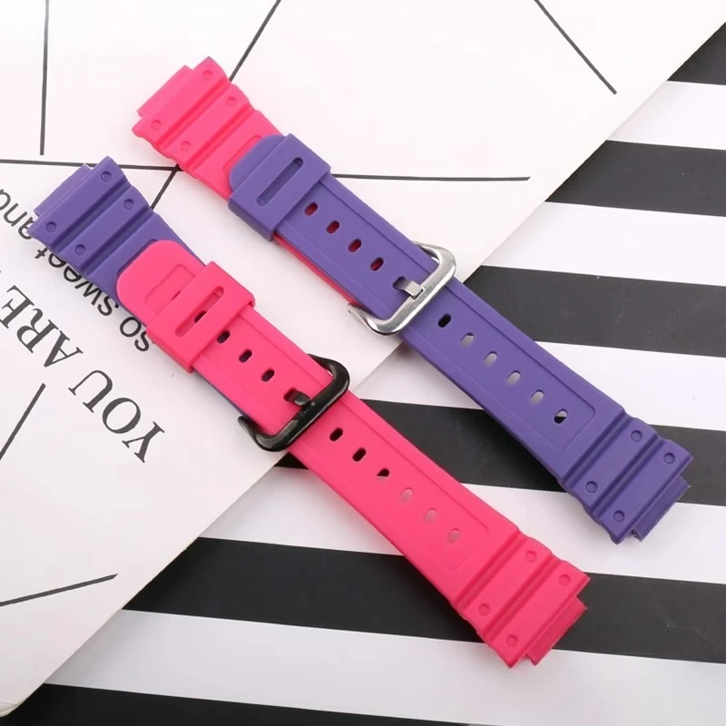 حزام ساعة مقاوم للماء وعديم الرائحة من الراتنج أحمر أخضر برتقالي أزرق أسود لساعة كاسيو جي شوك GA2100 DW-5600 16 مللي متر