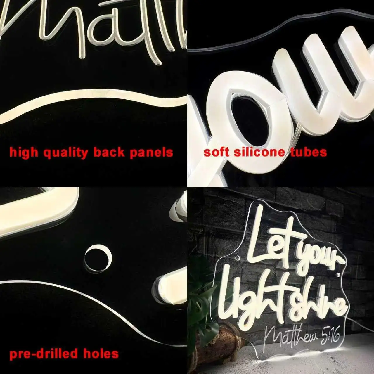 Let Your Light Shine Neon Sign USB Dimmable LED Light For Prayer Room Bedroom Church Christian Faith Wall Decor Gift Night Light