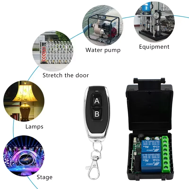 Controlador de motor de atuador linear universal, 2 canais, 12v, 24v, 220v, módulo receptor, transmissor para porta led, fechadura eletromagnética