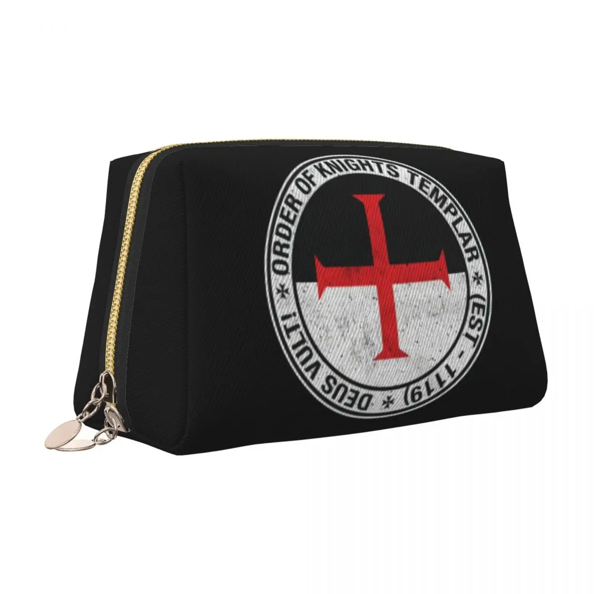 Templar Knight Seal Cross Didtressed Symbol Medieval Warrior Toiletry Bag Cosmetic Makeup Organizer Beauty Storage Dopp Kit Case