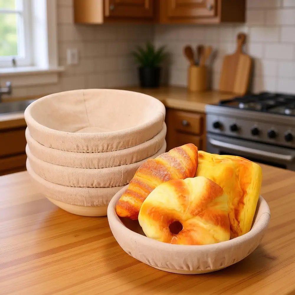 

5-Pack 8.5 Round Sourdough Proofing Baskets with Liners for Homemade Bread Baking