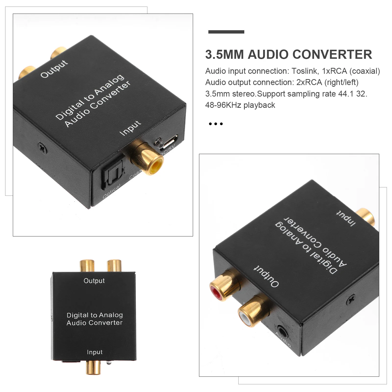 

Audio Converter Digital to Analog Coaxial Fiber 3.5mm Adapter Home Professional Use Lossless Signal Lightweight Metal Case