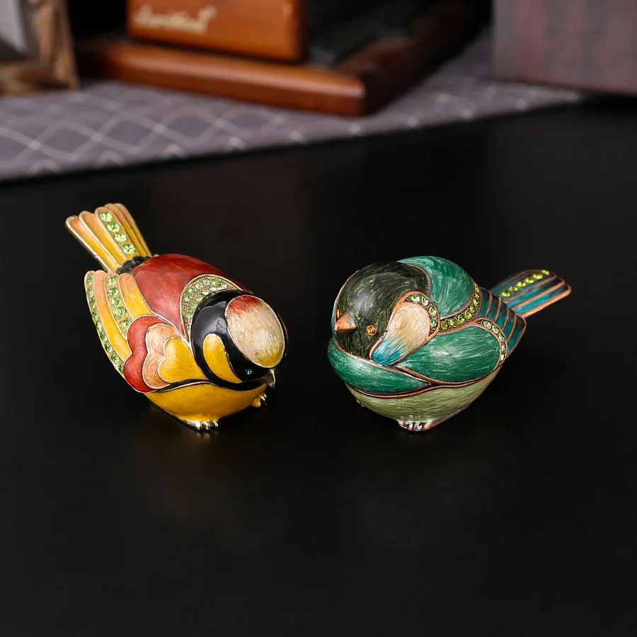 

Decorative Bird Jewelry Box Metal Enamel Creative Ring Necklace Earring Storage Box Creative Wedding Gift