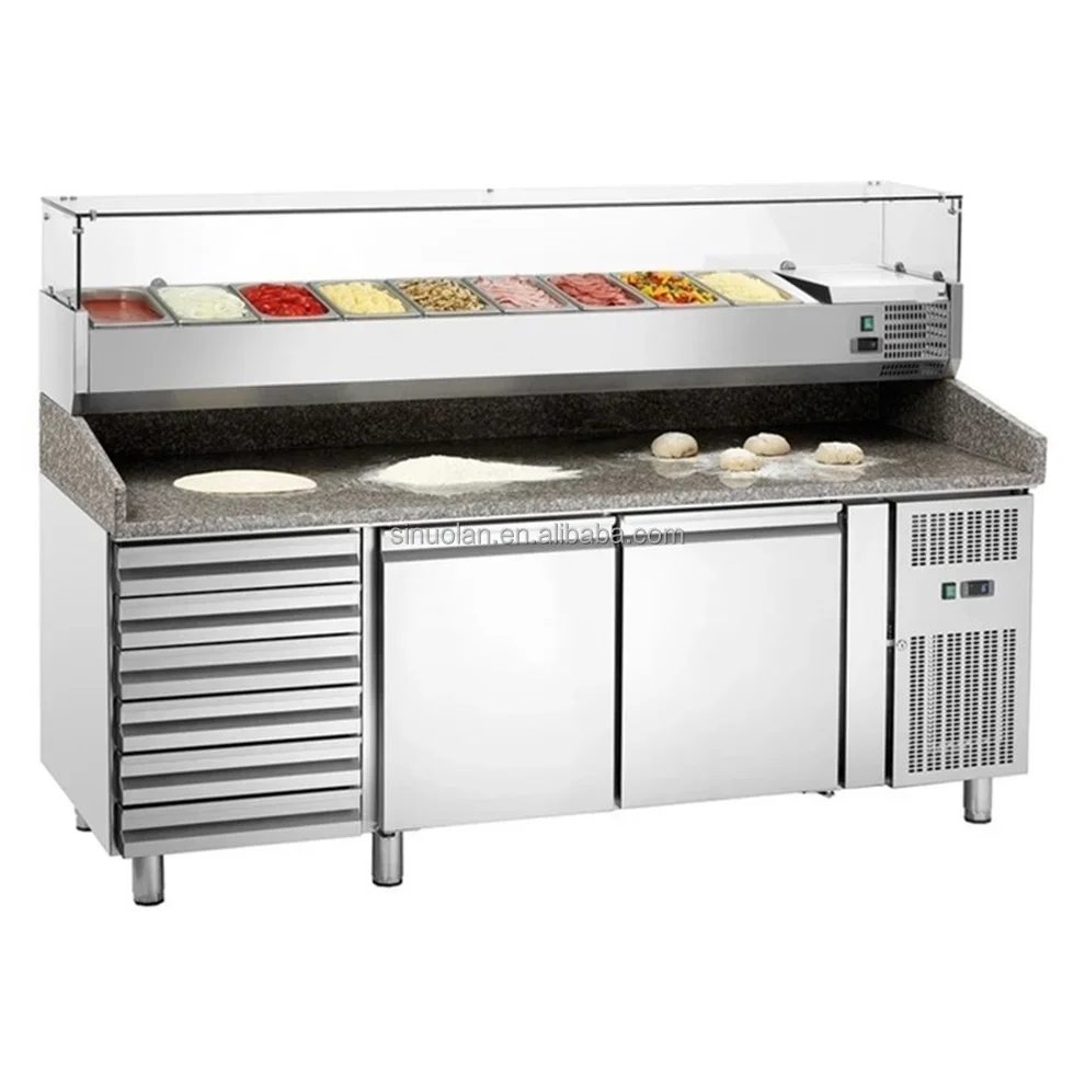 Factory Direct Supply Salad Bar Pizza Work Table/prep Pizza Counter Refrigerator/pizza Refrigerated Table Bench Topping Bar