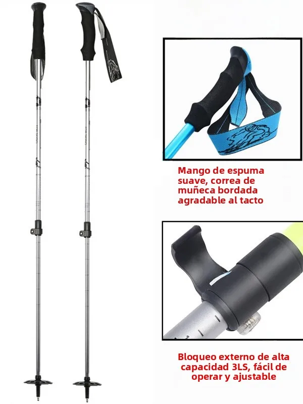 Bastones de esquí de aleación de aluminio ajustables para entrenamiento, palos de nieve de doble tabla, equipo de exterior pa...