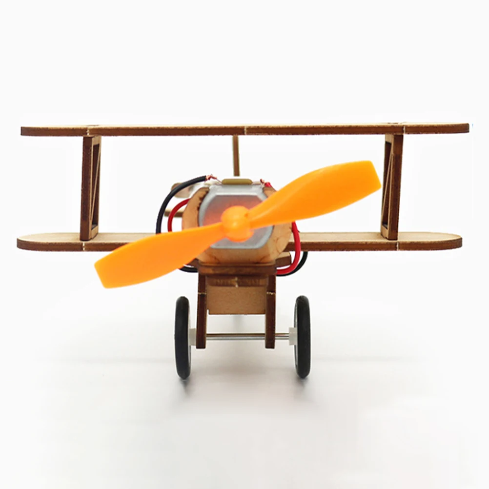 2pcs Wooden Diy Plane Electric Assembling Educational Gift Decorative Craft Wood Kits Building Blocks Simulated