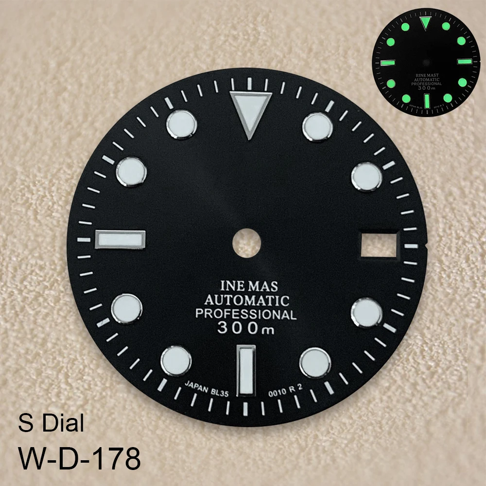 S Logo 28,5 mm NH35 Zifferblatt Zifferblatt geeignet für NH35 NH36 Uhrwerk grün leuchtende Uhr Modifikation Zubehör