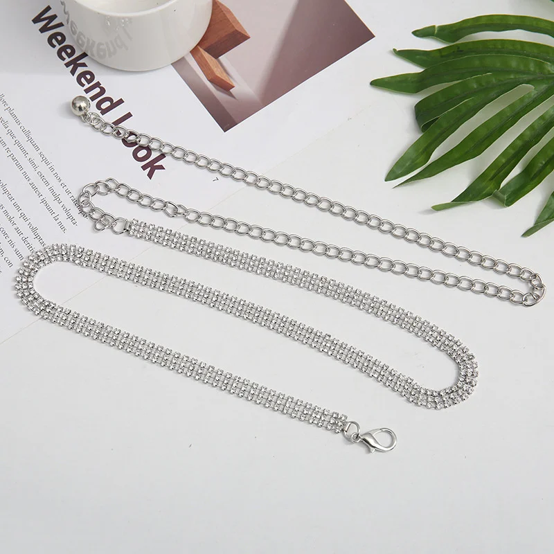 Fashion Rhinestone Waist Chain For Women Girls Trendy Decorative Waist Chain High-end Luxury Dress Adjustable Waist Belt