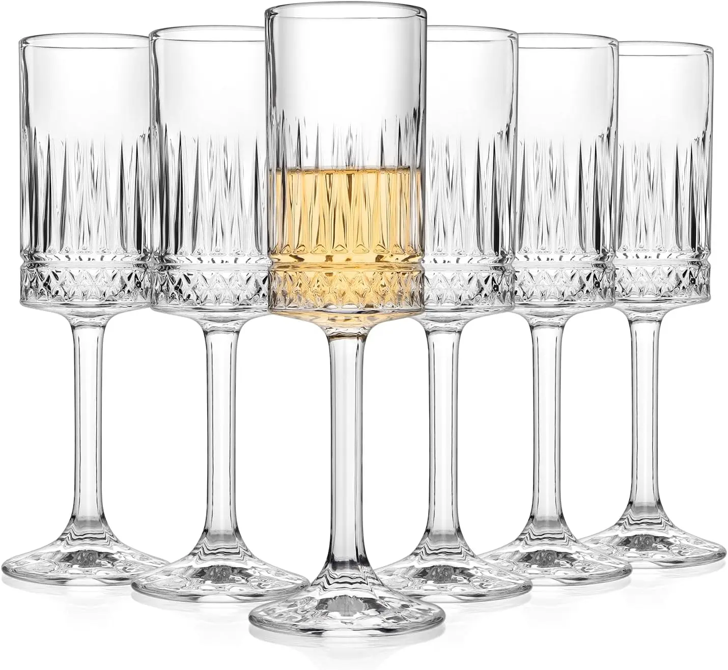 

Set of 6 Champagne Flutes, 7oz Lead-Free Crystal, Square Design, Perfect Gift for Wedding, Birthday, Anniversary