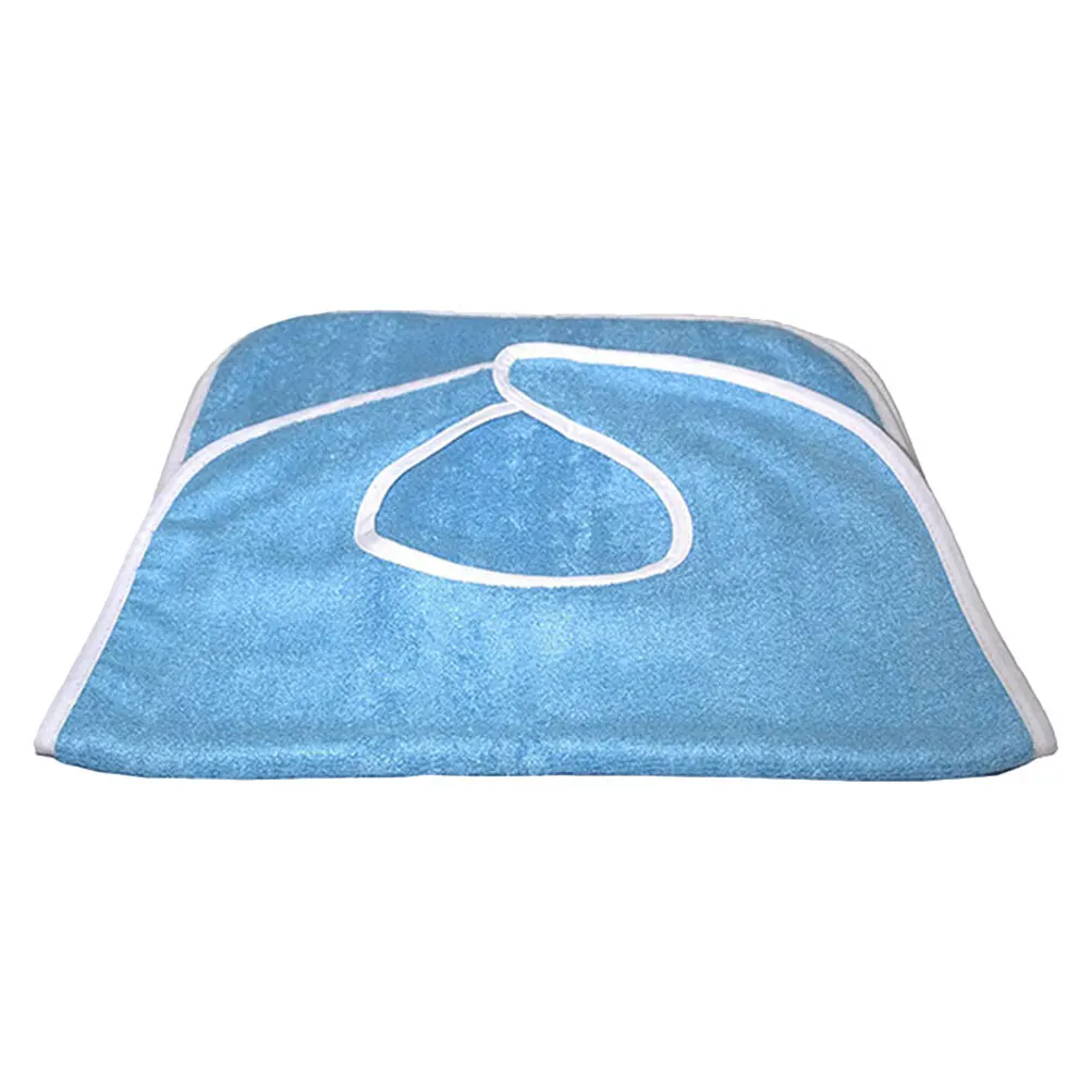 

Waterproof Light Blue Elderly Drool Bib Adjustable Closure Dining Scarf for Seniors Patients Reusable Washable Adult Bibs
