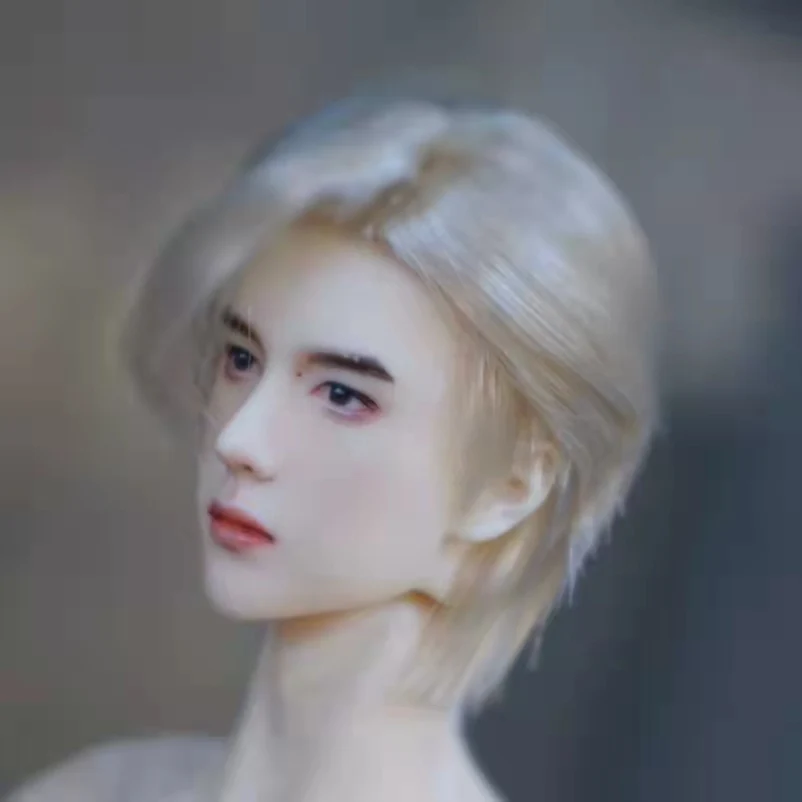 1/6 BJD Figure Doll Wig Wang Yibo Hair Blonde Long Boy Male  HandMade Realistic Idol Wig Collection Male Doll Green - prcl