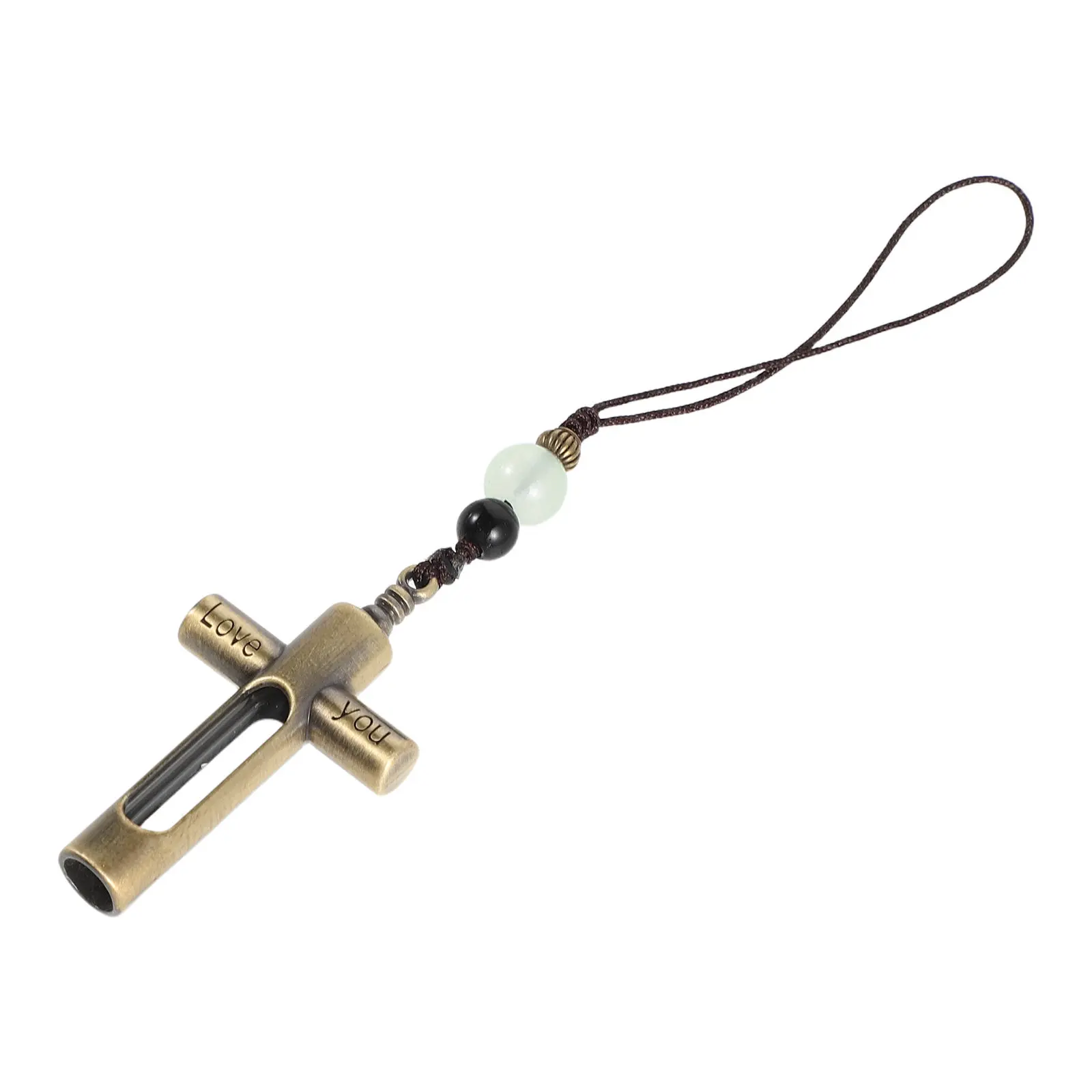 2Pcs Vintage Cross Cremation Pendant Glass Hourglass Ashes Holder Memorial Jewelry Urn Pendant for Men Women Keepsake Keychain