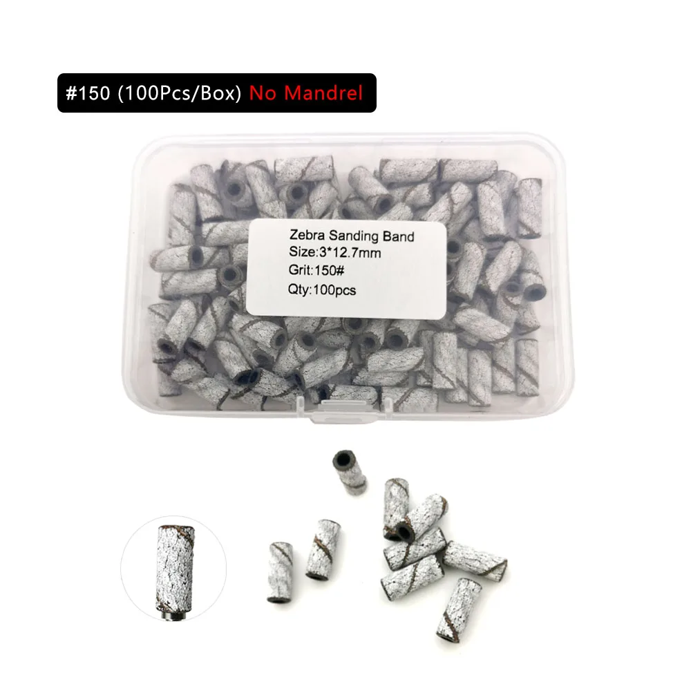 HYTOOS 3mm Small White Sanding Bands Without Stainless Steel Mandrel Electric Nail Drill Bits Accessories Manicure Cuticle Clean