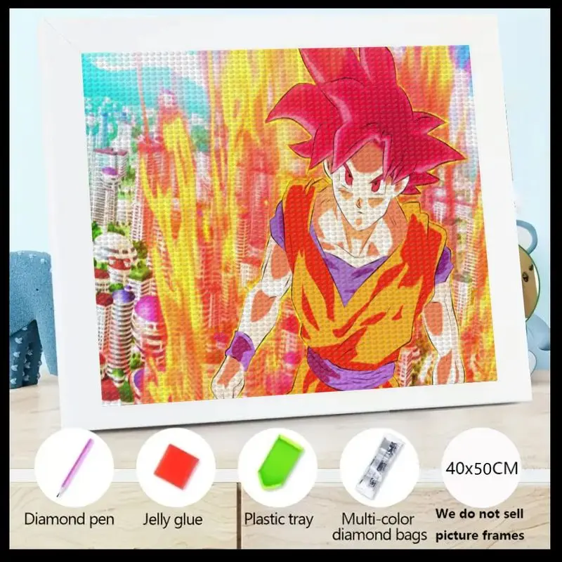 

1 шт. 5D комплект алмазной живописи Goku Super Saiyan God Dragon Ball Z аниме-арт, сделай сам, полная дрель, круглая вышивка стразами с динамиком