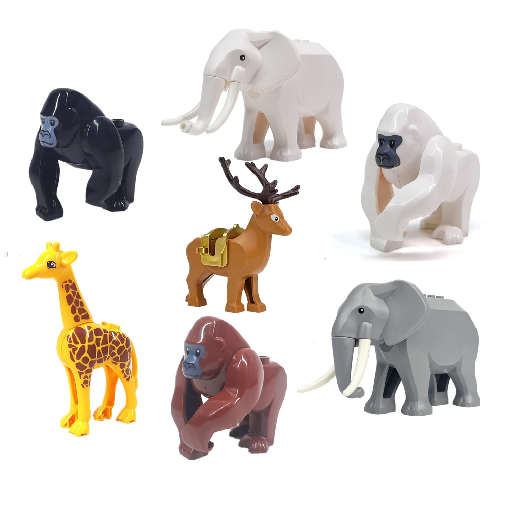 Tier Welt Stadt Bauernhof Gemüse Garten Nette Tiere Orang-Utan Giraffe Figuren Baustein Ziegel Spielzeug Für Kinder